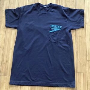 Mens Vintage Speedo T-Shirt w/ Front Pocket